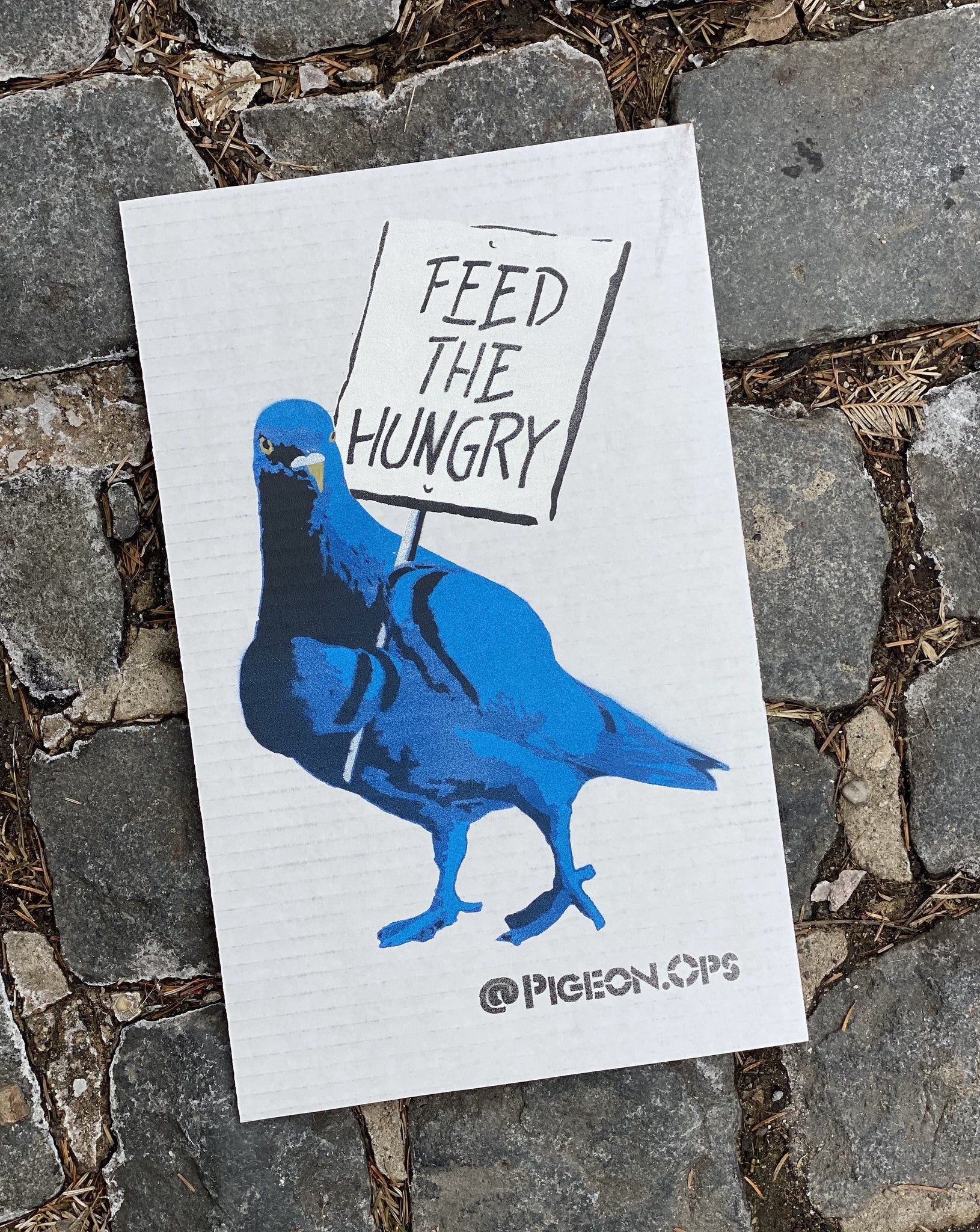 Protest Pigeon - Feed the Hungry - Blue